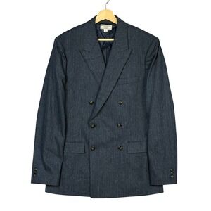 Wallace & Barnes Mens Blue Striped Wool Blend Double Breasted Blazer‎ 40L
